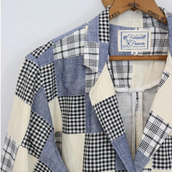 Farewell Frances SLOAN BLAZER SZ XS Blue & Creamy White Quilted Jacket NWT - Picture 2 of 6